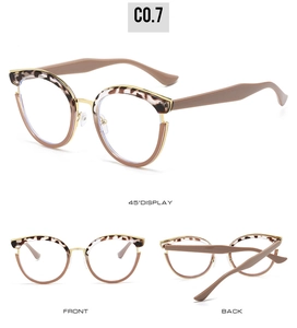 Detailed views of vintage cat-eye glasses frame with tortoiseshell top and gold metal rim