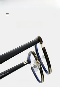 Detail of metal cat-eye glasses frame hinge with durable TR90 structure and CE marking