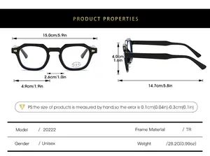 Detailed technical size guide showing dimensions for the irregular full-frame PC glasses