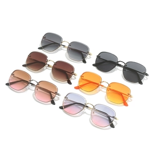 Chic rimless oversized sunglasses for women with metal temples in six assorted colors