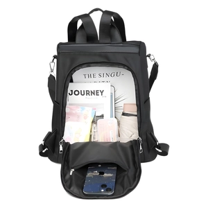 Waterproof black oxford anti-theft backpack with large capacity and multi-pocket storage