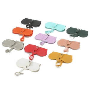 Set of 10 colorful PU leather glasses pouches with metal snap button and hanging loop