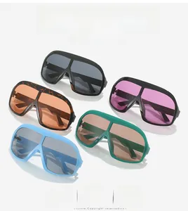 Vue détaillée des lunettes de soleil hip hop surdimensionnées en cinq coloris tendance
