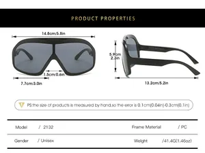 Tableau des tailles détaillé pour lunettes de soleil oversize avec dimensions du cadre