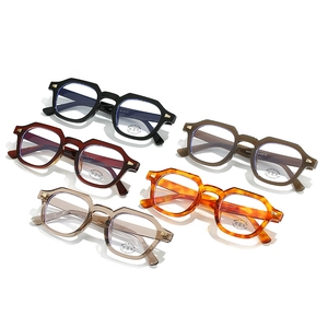 Set of six irregular geometric frames retro men's eyeglasses with blue light blocking lenses