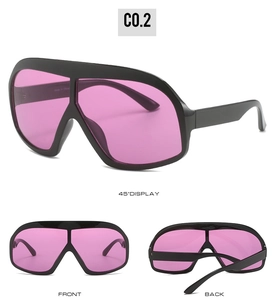 Trois vues de lunettes de soleil hip-hop surdimensionnées avec verres roses et noirs