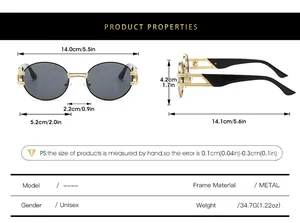 Guide des tailles pour lunettes de soleil ovales rétro avec dimensions de la monture