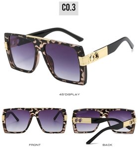Square tortoise sunglasses with purple gradient lenses and gold accents in multi-view