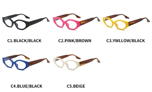 Collage of retro cat eye glasses in multiple colors like black, pink, and blue