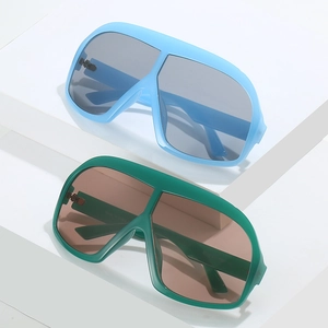 Lunettes de soleil oversize tendance avec monture large en bleu ciel et vert foncé