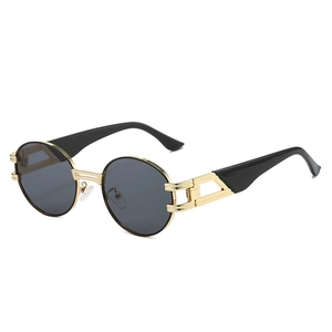 Lunettes De Soleil Rondes Monture Métallique Protection UV400 Vintage Steampunk Verres Ovales Mode Rétro Unisexe