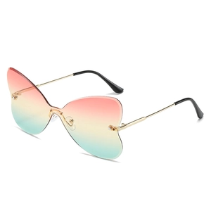 Rimless Butterfly Sunglasses Women Vintage Metal Frame Gradient Lens UV400 Protection Y2K Fashion Eyewear For Travel Party