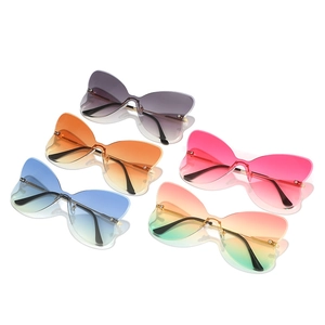 Stylish rimless butterfly-shaped sunglasses in multiple gradient colors for women