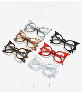Detailed collection of bat-shaped eyewear frames in six colors with resin material