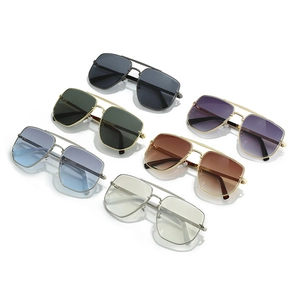 Moderne Retro-Quadrat-Metall-Sonnenbrille mit Doppelsteg in sechs verschiedenen Farben