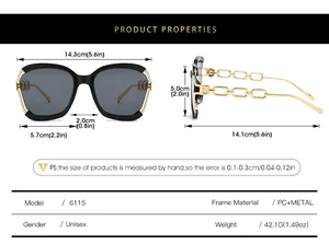 Guide des tailles détaillé et spécifications des lunettes de soleil à chaîne 6115
