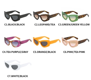 Collection de lunettes de soleil œil-de-chat en sept coloris avec codes SKU précis