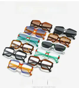 Selection of geometric oversized sunglasses in tortoiseshell and bold colorful frames