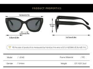 Tableau des tailles détaillé pour lunettes œil de chat avec dimensions de la monture