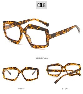 Detail view showing tortoiseshell hexagonal frame sunglasses from multiple angles and views