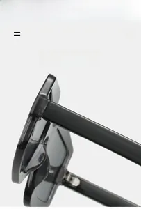 Detail view of lightweight elastic hinges on these geometric square sunglasses
