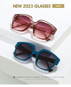 Makro-Detail der übergroßen geometrischen Brille Modell 6104 mit Verlaufsgläsern