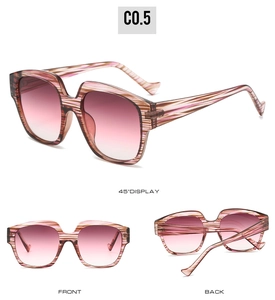 Detailansicht der rosa gestreiften Oversize-Sonnenbrille mit Verlaufsgläsern