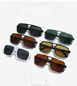 Flat lay of polarized square sunglasses in black, tortoise, and green color options