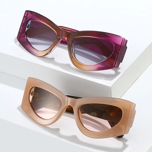 Lunettes de soleil œil de chat à monture géométrique en dégradé violet et beige