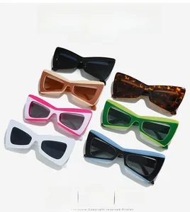 Détail de sept paires de lunettes de soleil papillon style chauve-souris en divers coloris