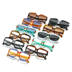 Stylish oversized geometric sunglasses set featuring various vintage color frames for women