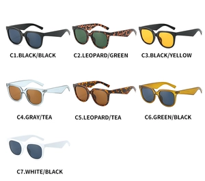 Collection of oversized square sunglasses for women in seven diverse color variations