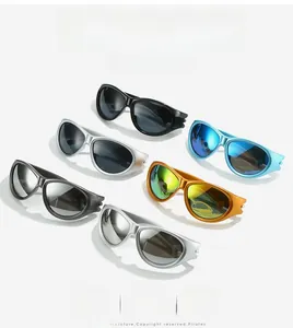 Detailed collection of Y2K sports sunglasses in various vibrant colors with mirrored lenses
