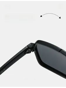 Detailed view of durable metal hinge on men's polarized sunglasses with CE marking