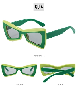 Vue multi-angle de lunettes de soleil papillon bicolores vertes au style hip-hop
