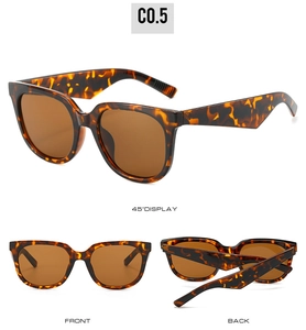 Detail view of tortoiseshell oversized sunglasses showing front and rear angles