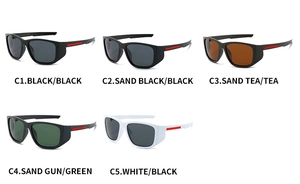 Multiple color options for polarized sports sunglasses including black, white and grey frames