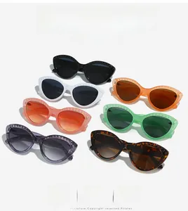 Detailed array of trendy cat-eye sunglasses featuring studded frames in diverse colors