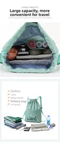 Detail view of large capacity oxford backpack with floral embroidery and interior storage