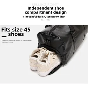 Travel duffel bag featuring a dedicated side compartment for shoes up to size 45