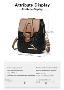 Detailed technical specifications and dimensions of this textured PU leather crossbody bag