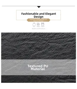 Close-up of premium black PU leather texture with detailed lychee grain pattern on bag