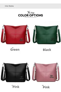 Selection of soft PU leather tote bags in red, green, black and pink with fringe detail