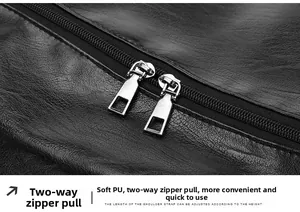 Macro detail of high-quality smooth PU leather texture and durable dual-way metal zippers