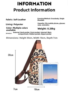 Confronto dettagliato delle dimensioni del marsupio leopardato in ecopelle con tasche