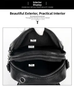 Internal structure of the PU leather crossbody bag showing main and inner patch pockets