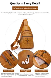 Close-up of yellow textured PU leather bag with detailed hardware and headphone port