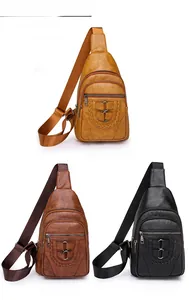 Detailed comparison of PU leather crossbody bags in ginger yellow, brown, and black