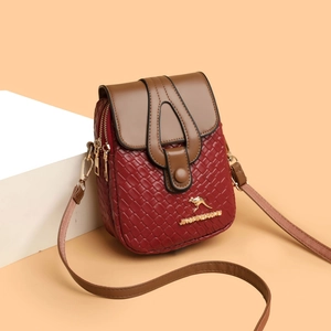 Women Woven PU Leather Crossbody Phone Bag Multi Compartment Retro Fashion Shoulder Pouch Lightweight Daily Messenger Bag