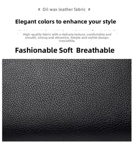 Close-up of black oil-wax leather texture showing soft and breathable material details